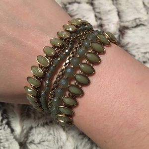 Lucky Brand Green and Gold Bracelet Set